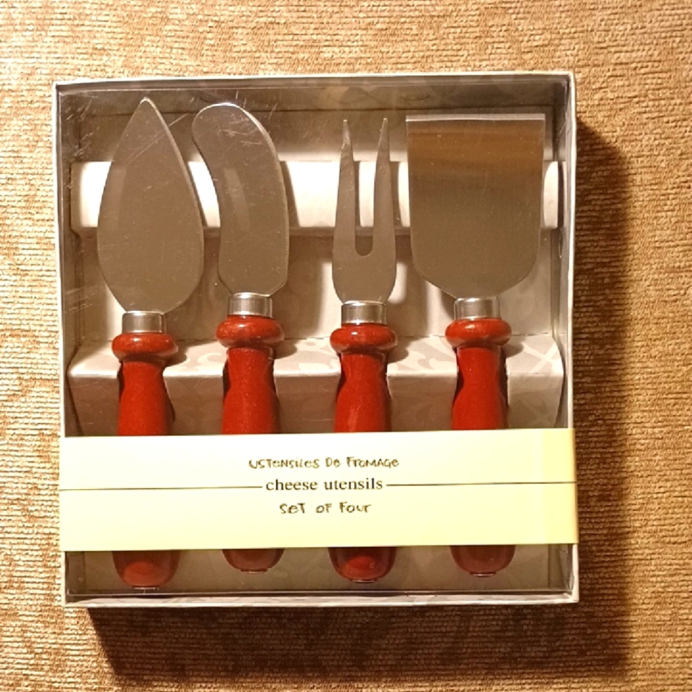 Cheese Utensils Set with Red Handles